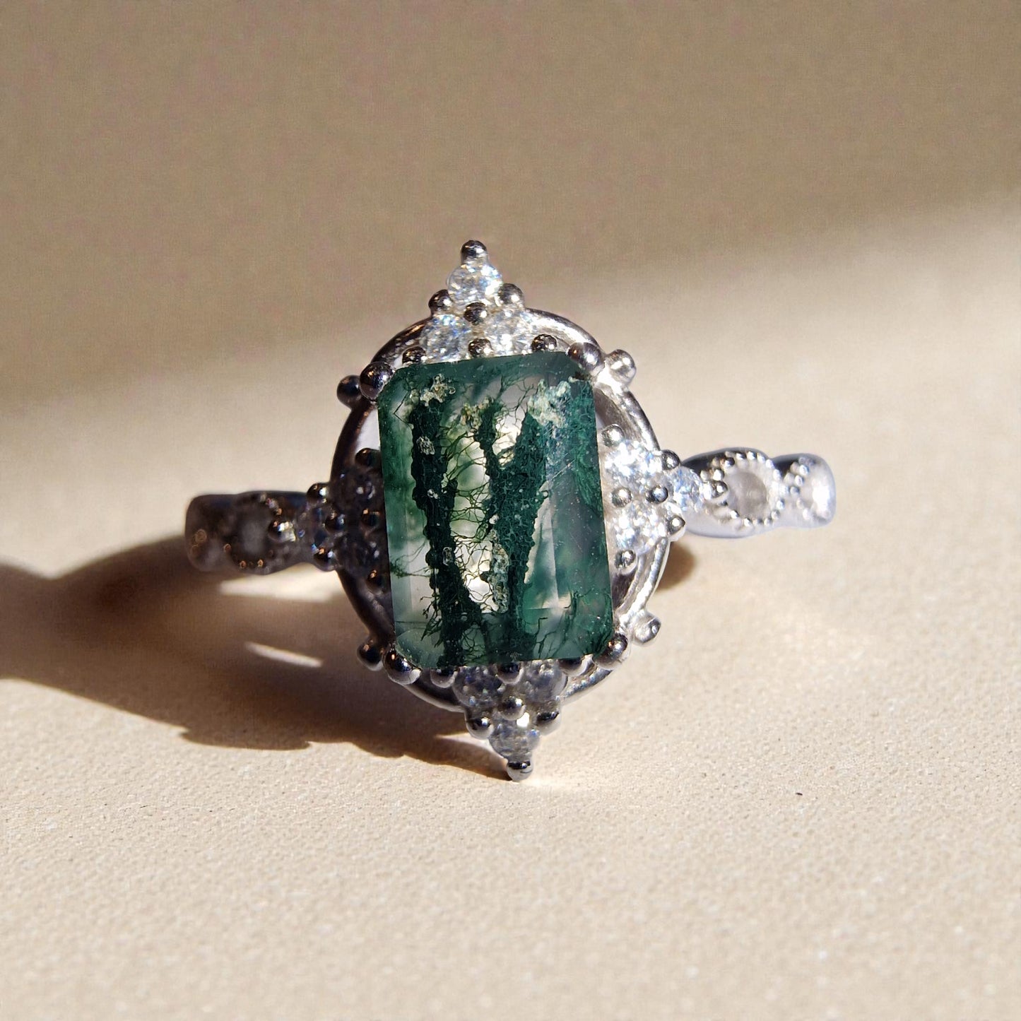 Moosachat Silber-Ring ❤︎ Gr. 10