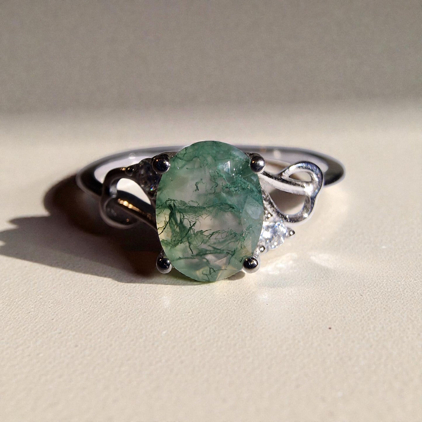 Moosachat Silber-Ring ❤︎ Gr. 10