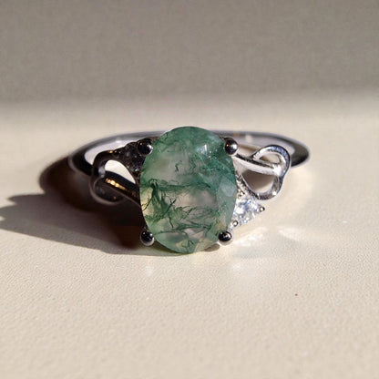 Moosachat Silber-Ring ❤︎ Gr. 10