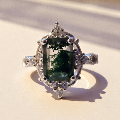 Moosachat Silber-Ring ❤︎ Gr. 5