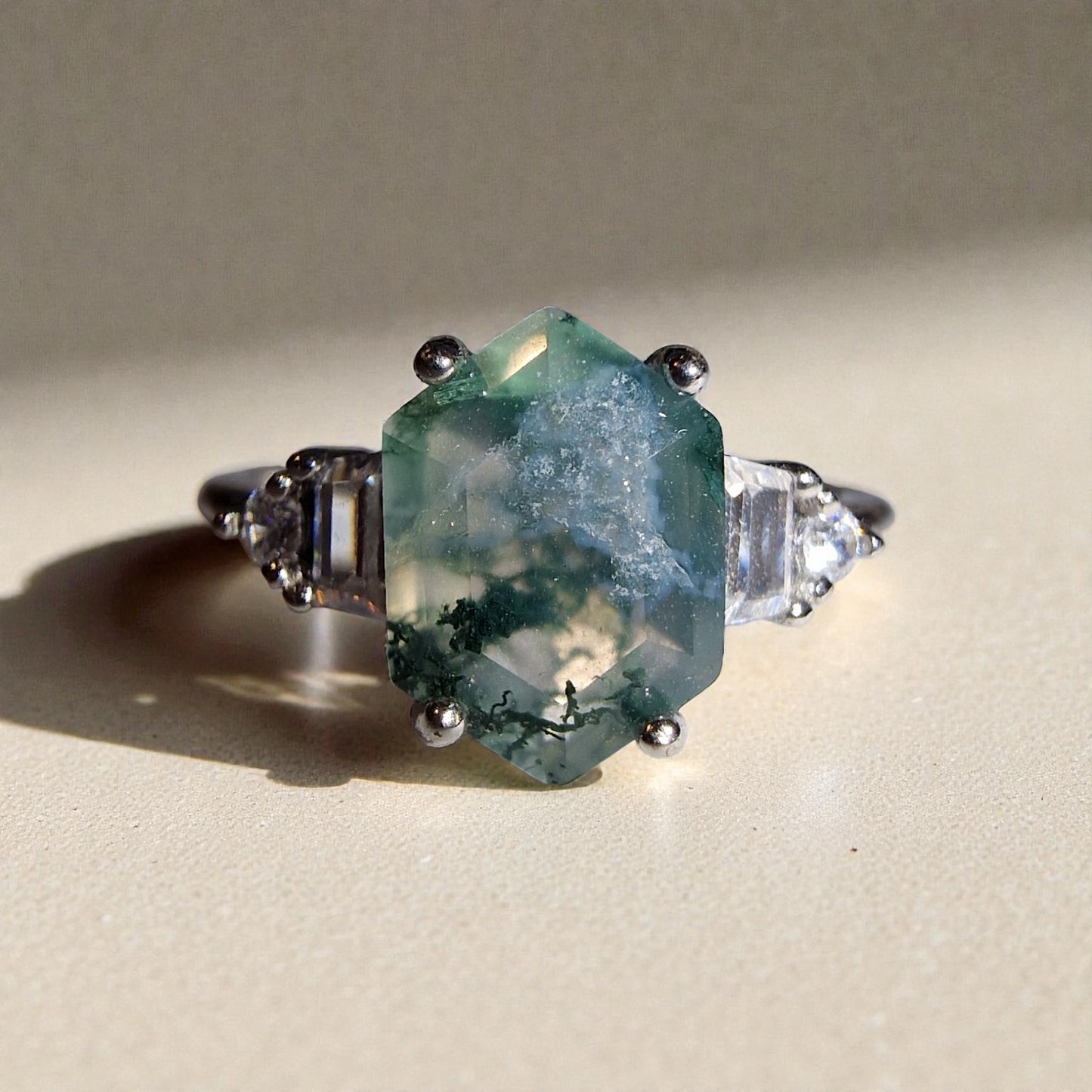 Moosachat Silber-Ring ❤︎ Gr. 6.5