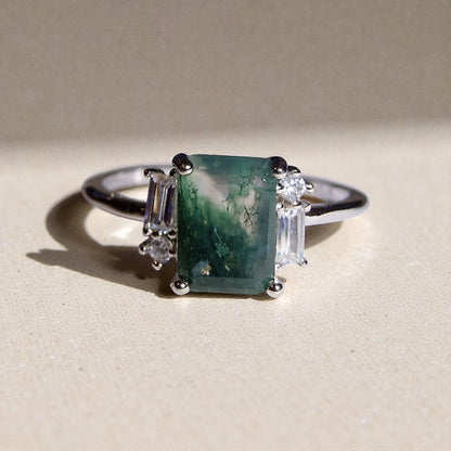 Moosachat Silber-Ring ❤︎ Gr. 6.5