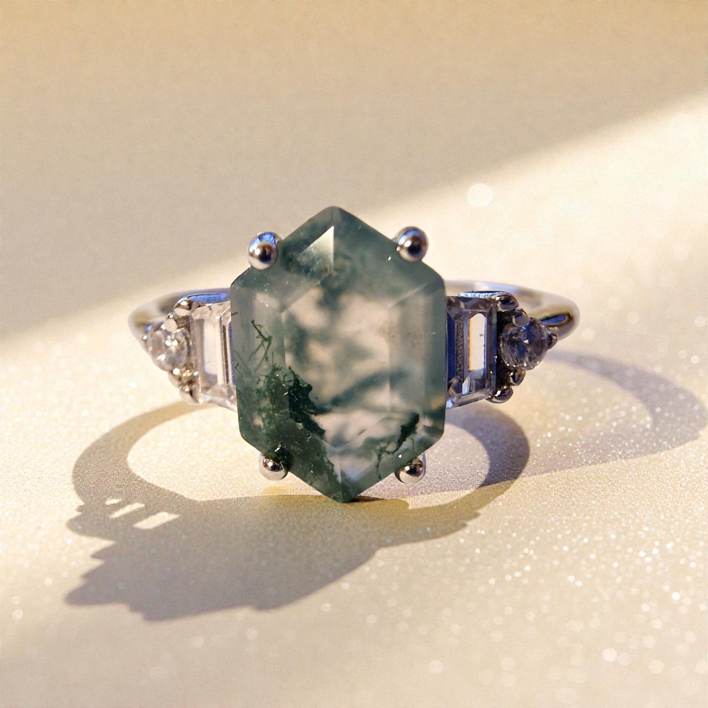 Moosachat Silber-Ring ❤︎ Gr. 6