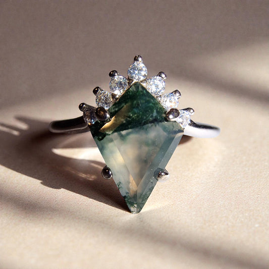 Moosachat Silber-Ring ❤︎ Gr. 6