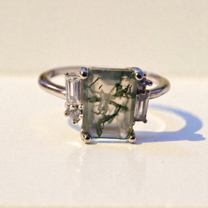 Moosachat Silber-Ring ❤︎ Gr. 6