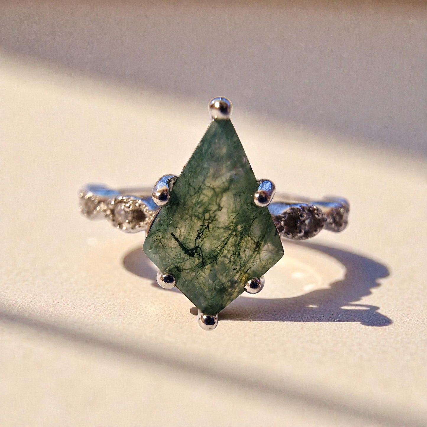 Moosachat Silber-Ring ❤︎ Gr. 6