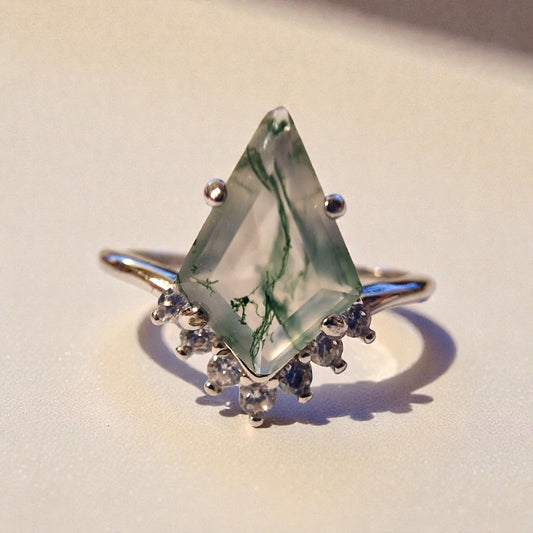 Moosachat Silber-Ring ❤︎ Gr. 6