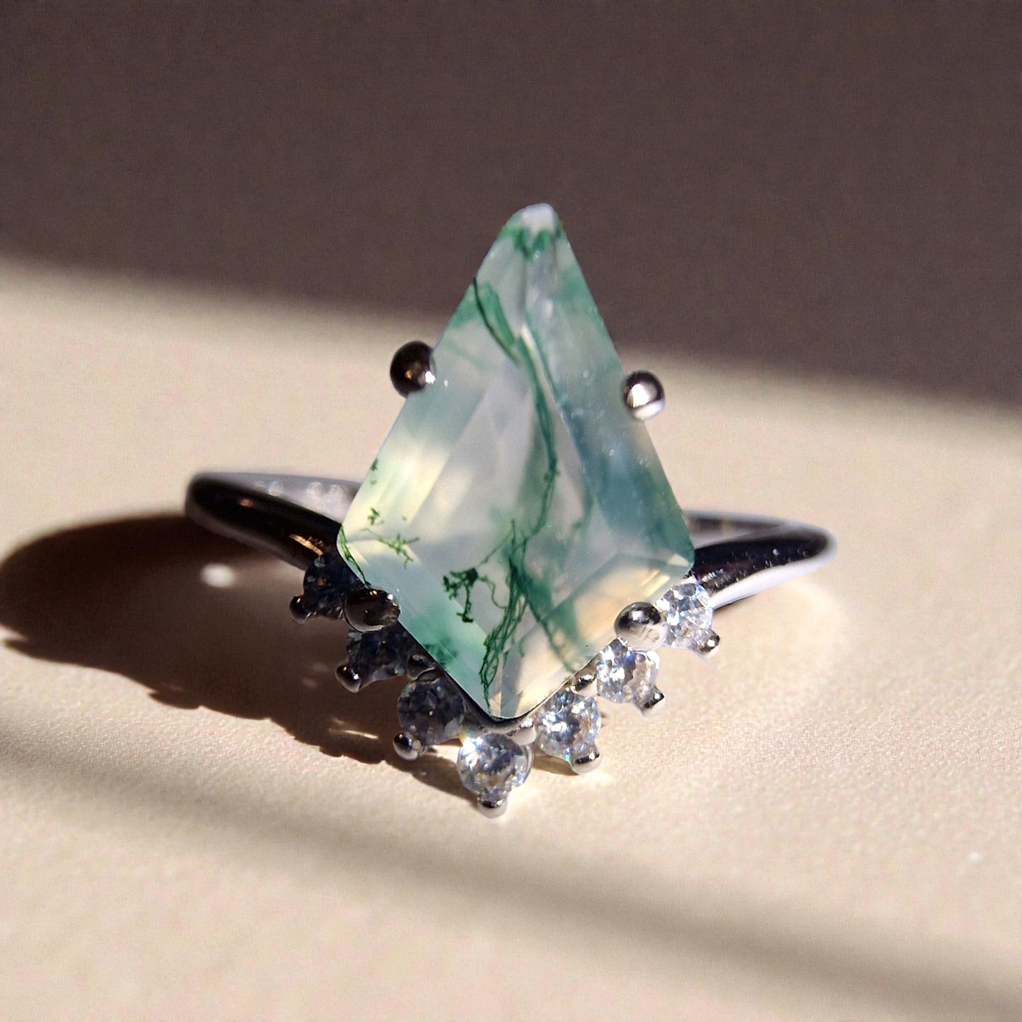 Moosachat Silber-Ring ❤︎ Gr. 6