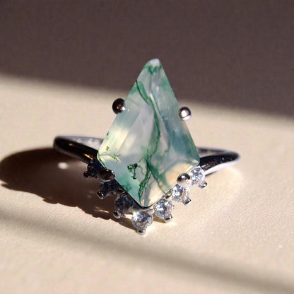 Moosachat Silber-Ring ❤︎ Gr. 6