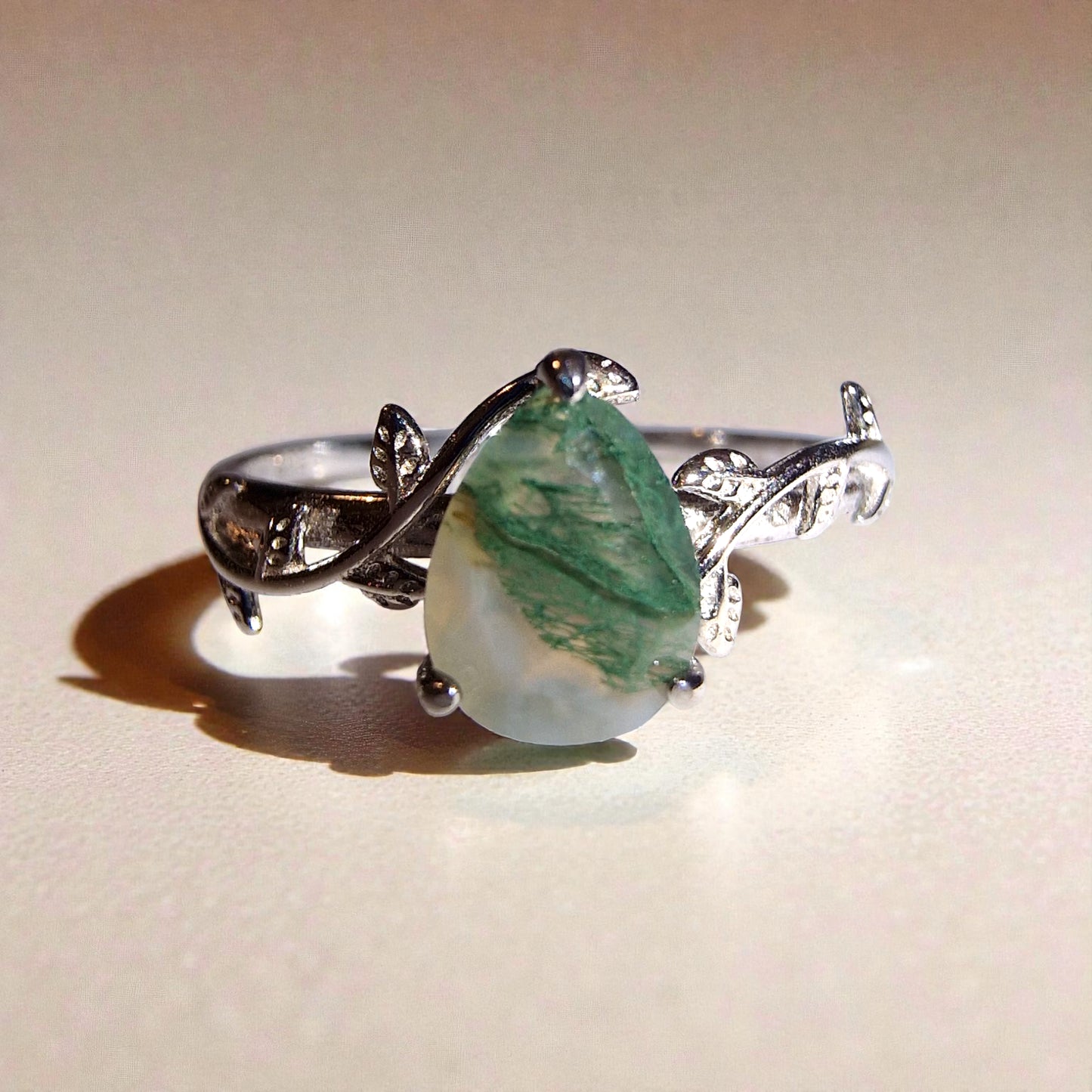 Moosachat Silber-Ring ❤︎ Gr. 9.5