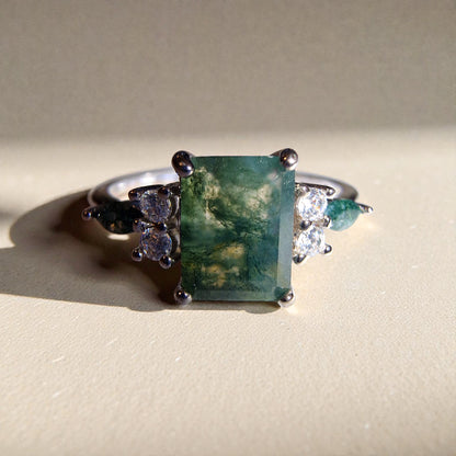 Moosachat Silber-Ring ❤︎ Gr. 9.5