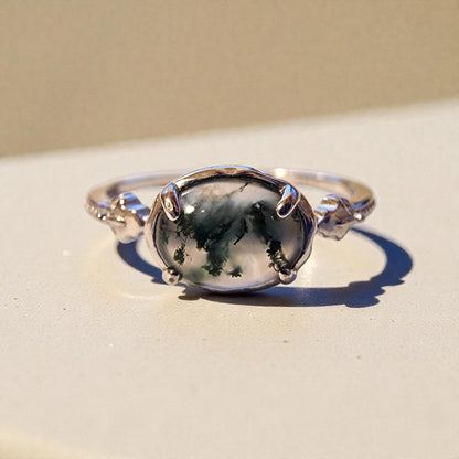 Moosachat Silber-Ring ❤︎ Gr. 9.5