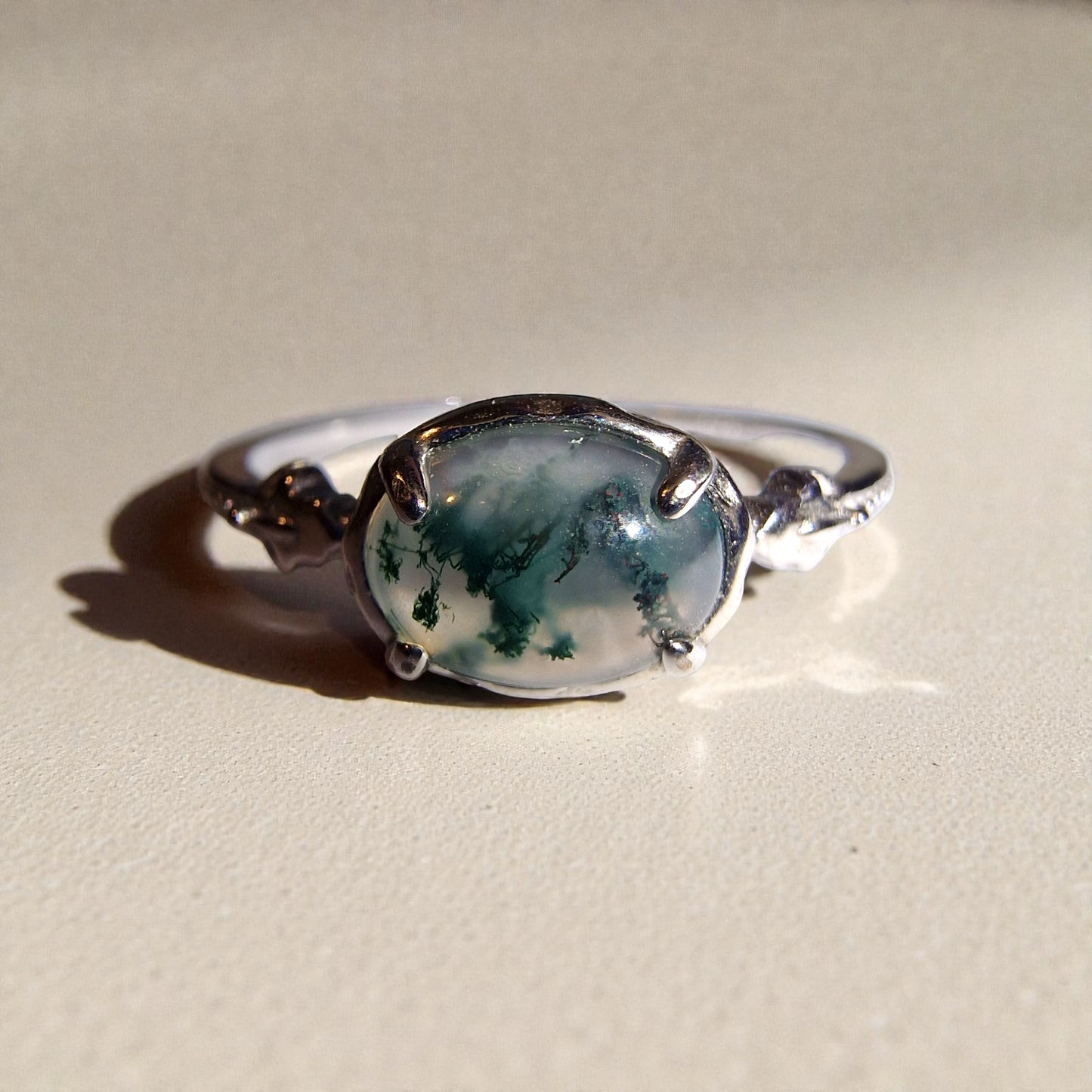 Moosachat Silber-Ring ❤︎ Gr. 9.5