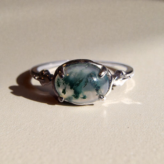 Moosachat Silber-Ring ❤︎ Gr. 9.5