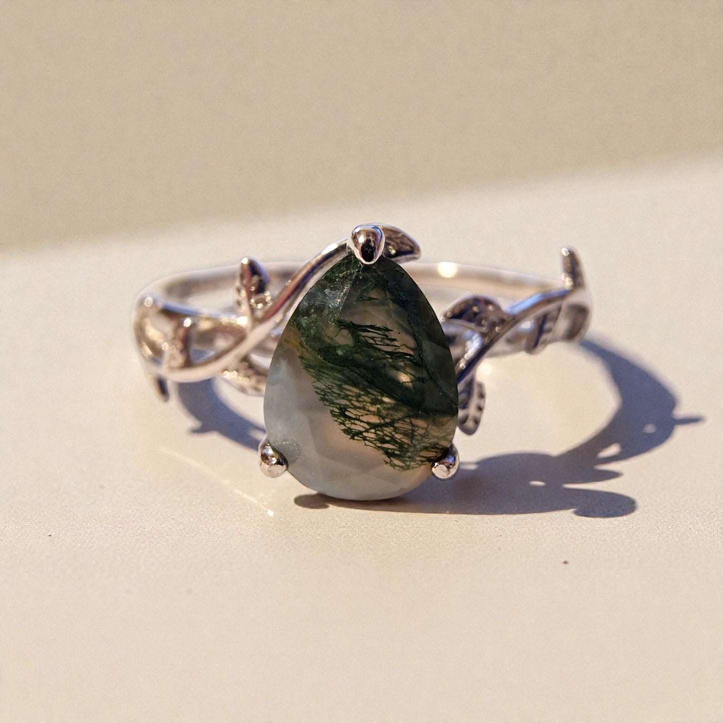 Moosachat Silber-Ring ❤︎ Gr. 9.5