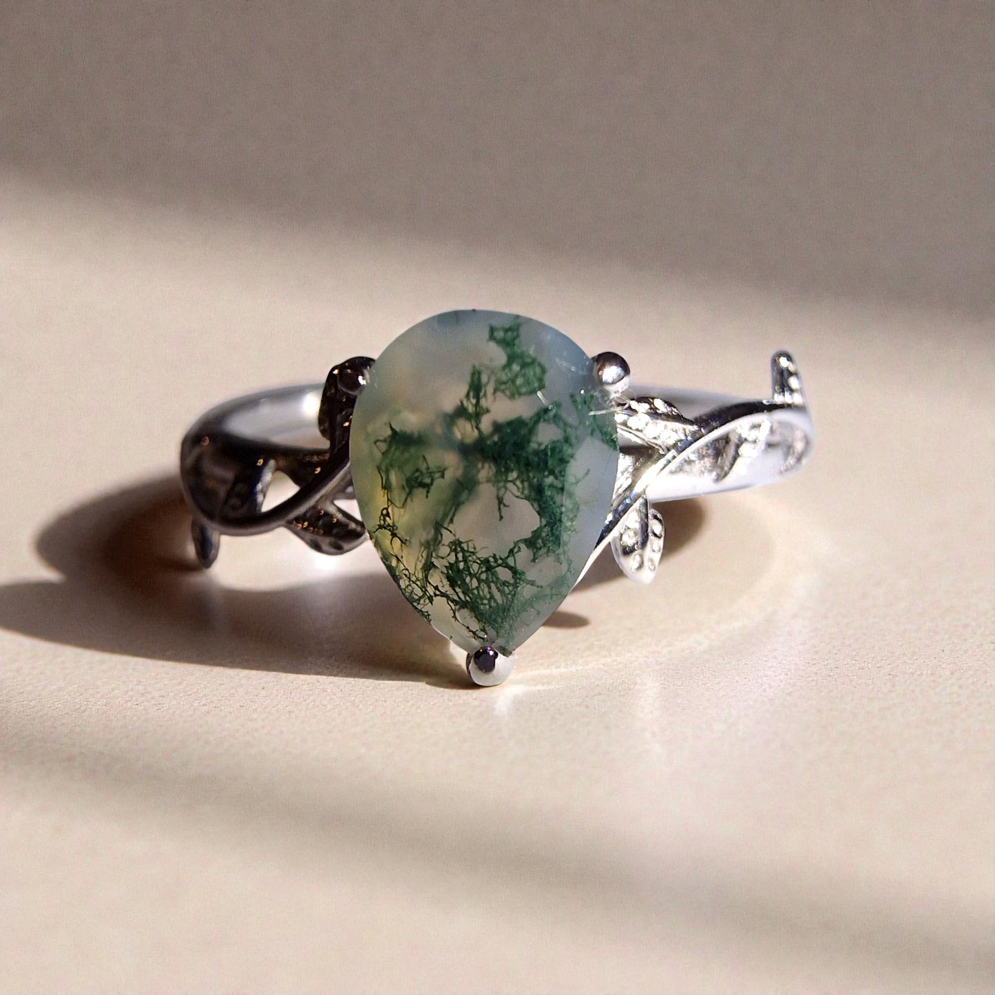 Moosachat Silber-Ring ❤︎ Gr. 9.5