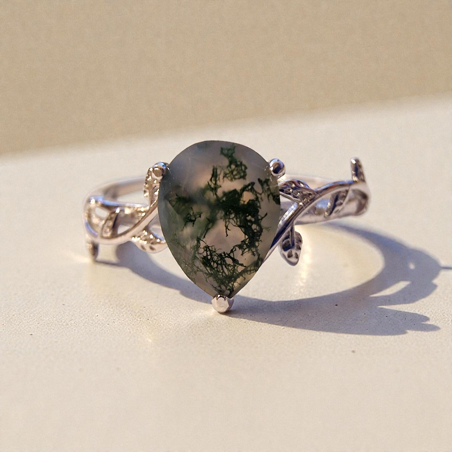 Moosachat Silber-Ring ❤︎ Gr. 9.5