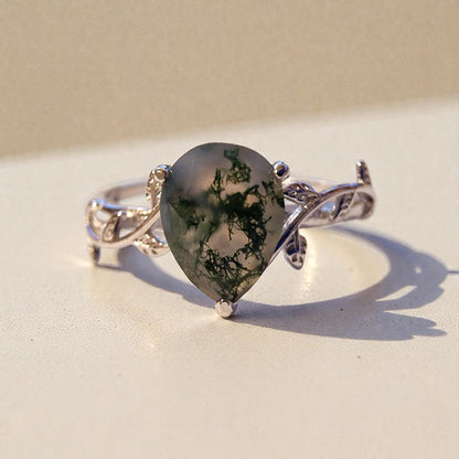 Moosachat Silber-Ring ❤︎ Gr. 9.5