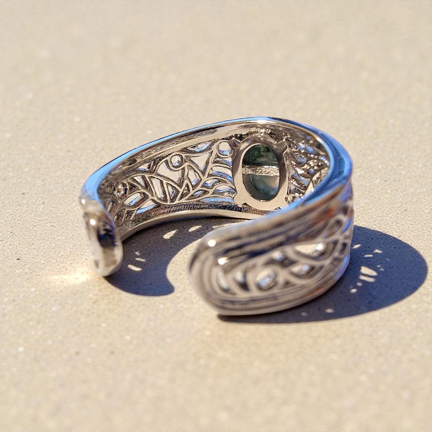 Moosachat Silber-Ring ❤︎ Grössenverstellbar